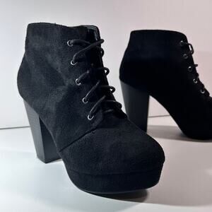 Forever Camille Ankle Boots Size 7.5 Y2K Faux Suede Lace-Up Platform Goth Rock